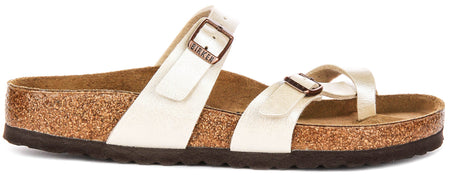 Sandalias Birkenstock Mayari | Birko-Flor blanco perla - Acabado metálico para mujer