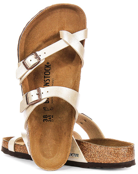 Sandalias Birkenstock Mayari | Birko-Flor blanco perla - Acabado metálico para mujer