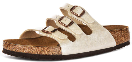 Sandalias Birkenstock Florida | Birko-Flor blanco perla para mujeres - ajuste regular
