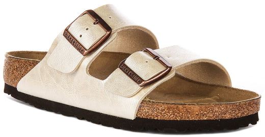 Sandalias Birkenstock Arizona | Birko-Flor blanco perla para mujeres - ajuste regular
