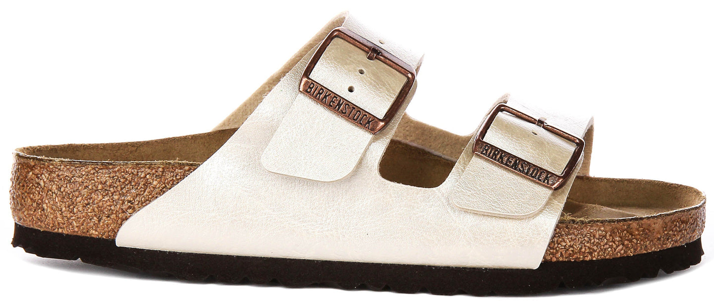 Sandalias Birkenstock Arizona | Birko-Flor blanco perla para mujeres - ajuste regular
