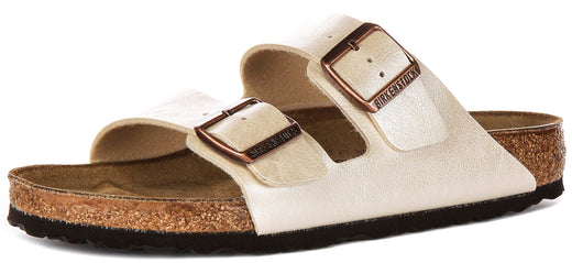 Sandalias Birkenstock Arizona | Birko-Flor blanco perla para mujeres - ajuste regular