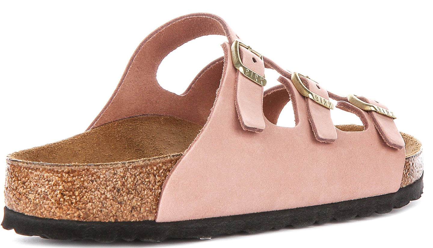 Sandalias Birkenstock Florida | Cuero nobuk rosa para mujeres - Ajuste regular