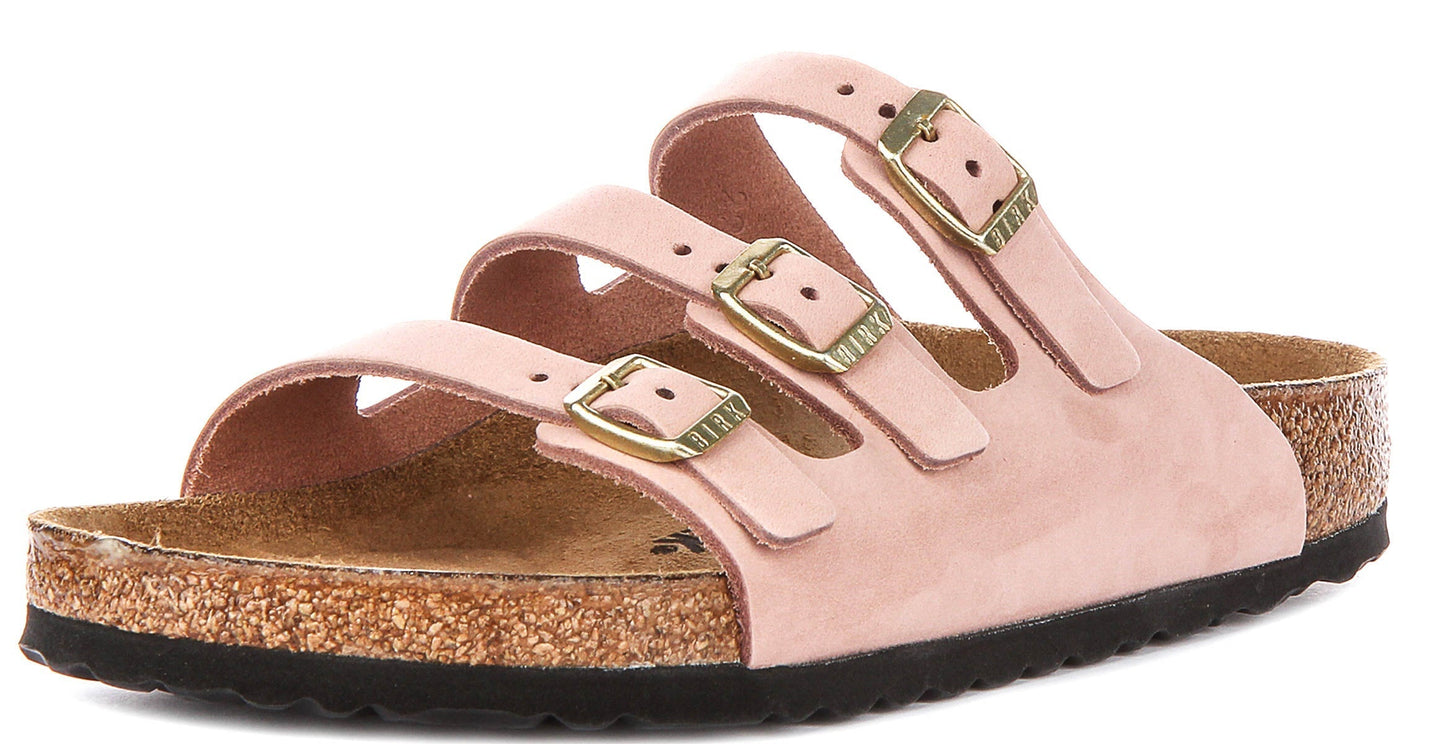 Sandalias Birkenstock Florida | Cuero nobuk rosa para mujeres - Ajuste regular
