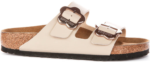 Birkenstock Arizona Sandalen | Zandkleurig Birko-Flor - Bloemenprint voor Kinderen - Normale Pasvorm