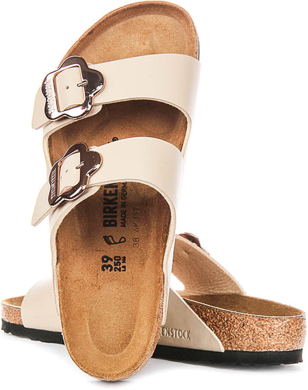 Birkenstock Arizona Sandalen | Zandkleurig Birko-Flor - Bloemenprint voor Kinderen - Normale Pasvorm