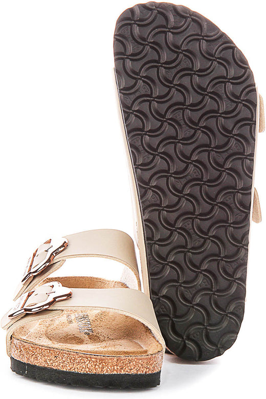 Birkenstock Arizona Sandalen | Zandkleurig Birko-Flor - Bloemenprint voor Kinderen - Normale Pasvorm