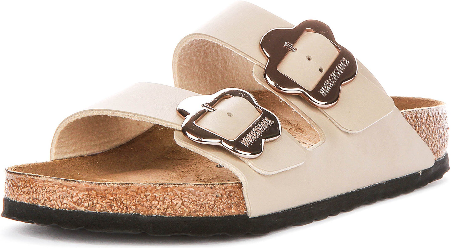 Birkenstock Arizona Sandalen | Zandkleurig Birko-Flor - Bloemenprint voor Kinderen - Normale Pasvorm