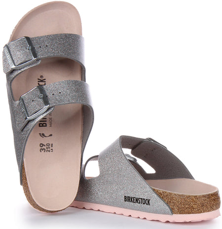Birkenstock Arizona Sandaler | Silverfärgat Birko-Flor för kvinnor