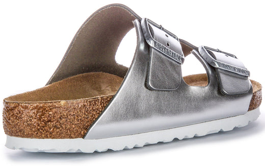 Birkenstock Arizona Sandalen | Zilver echt leer voor dames
