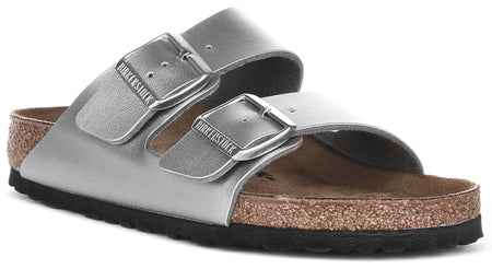 Birkenstock Arizona Sandalen | Zilver Birko-Flor voor Dames - Normale Pasvorm