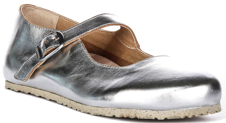 Birkenstock Tracy Schoenen | Zilver signature Birkenstock bovenmateriaal voor Heren en Dames