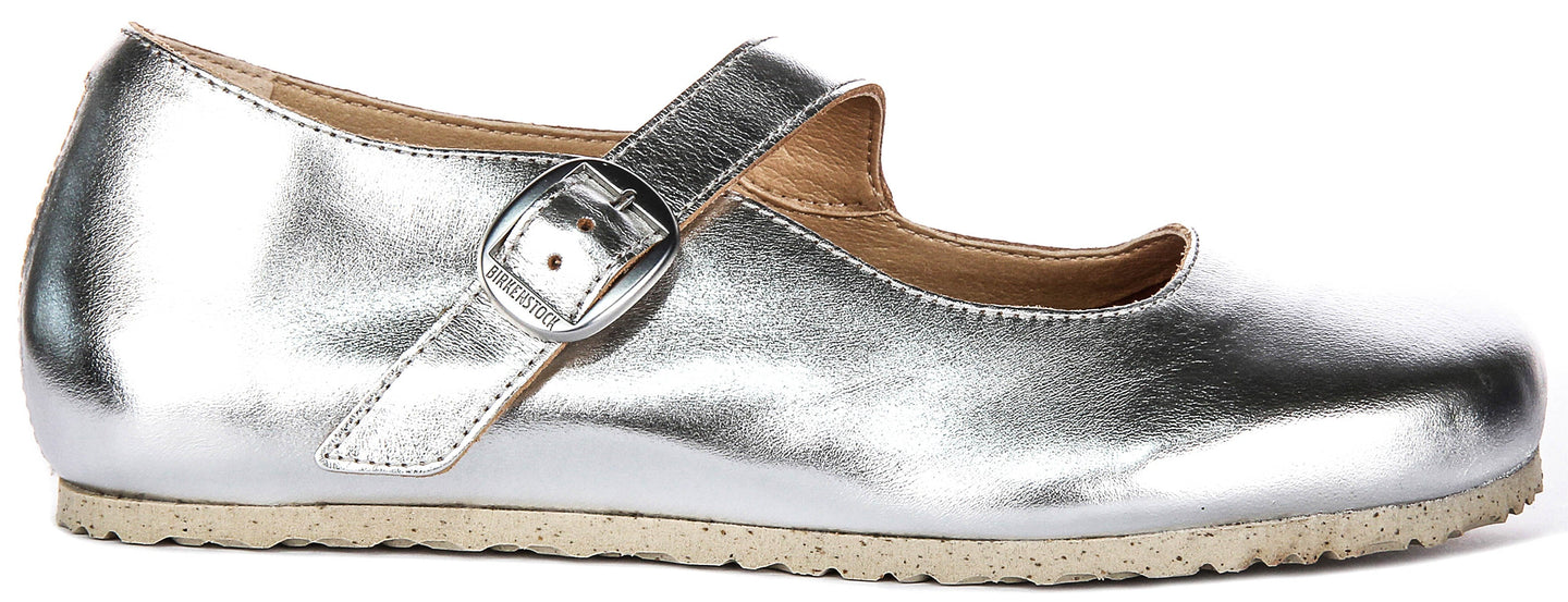 Zapatos Birkenstock Tracy | Material superior plateado característico de Birkenstock para hombres y mujeres