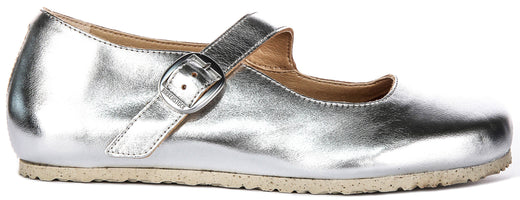 Zapatos Birkenstock Tracy | Material superior plateado característico de Birkenstock para hombres y mujeres