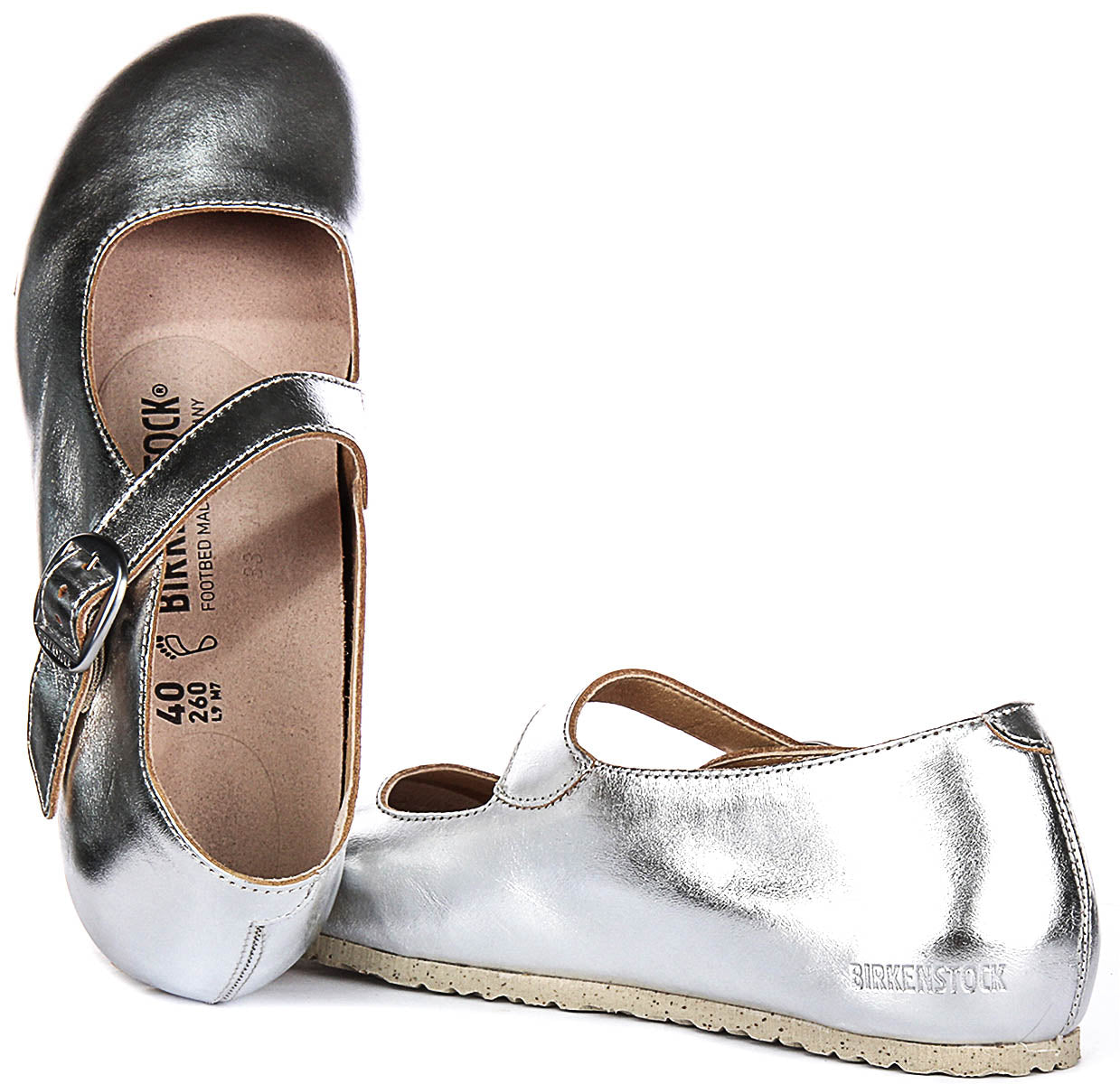 Zapatos Birkenstock Tracy | Material superior plateado característico de Birkenstock para hombres y mujeres