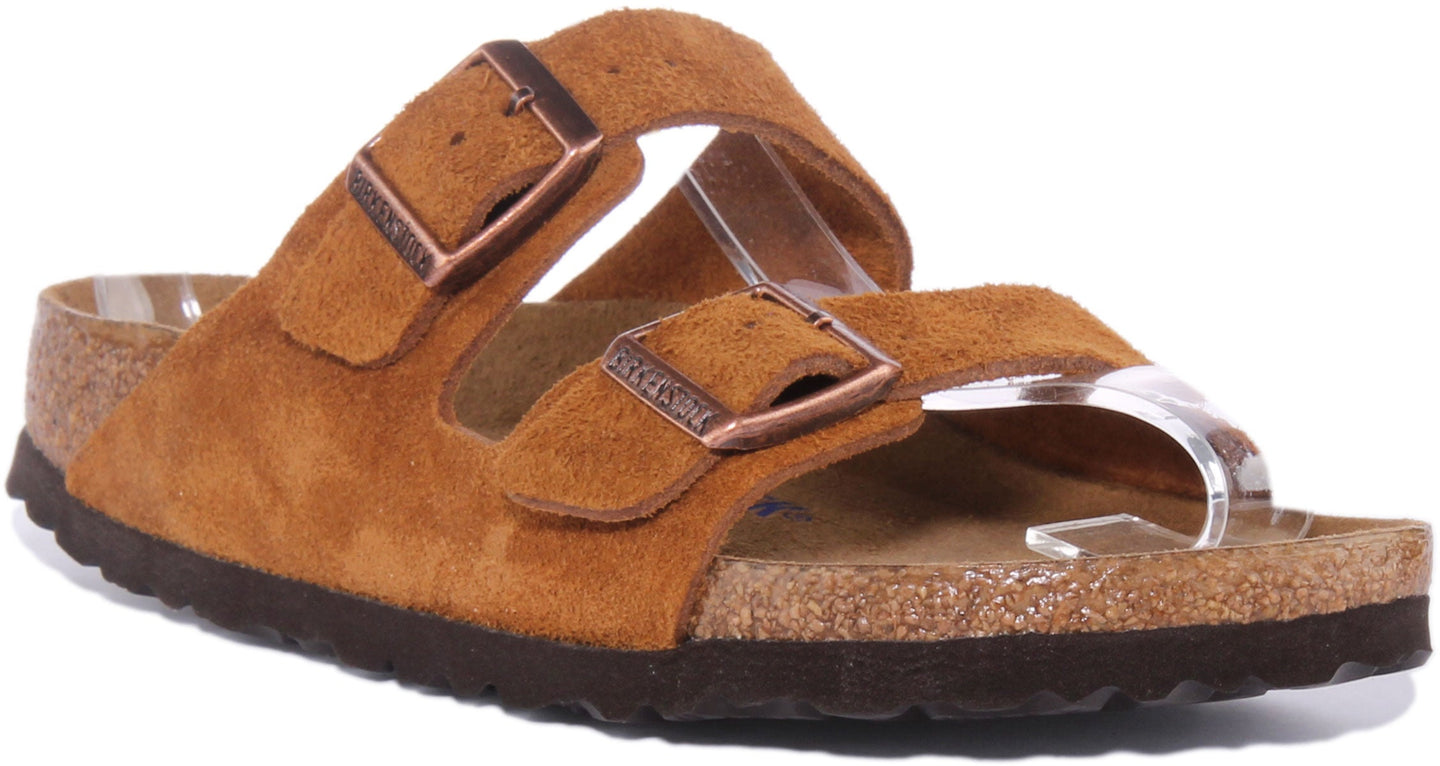 Sandalias Birkenstock Arizona | Cuero gamuza marrón para mujer