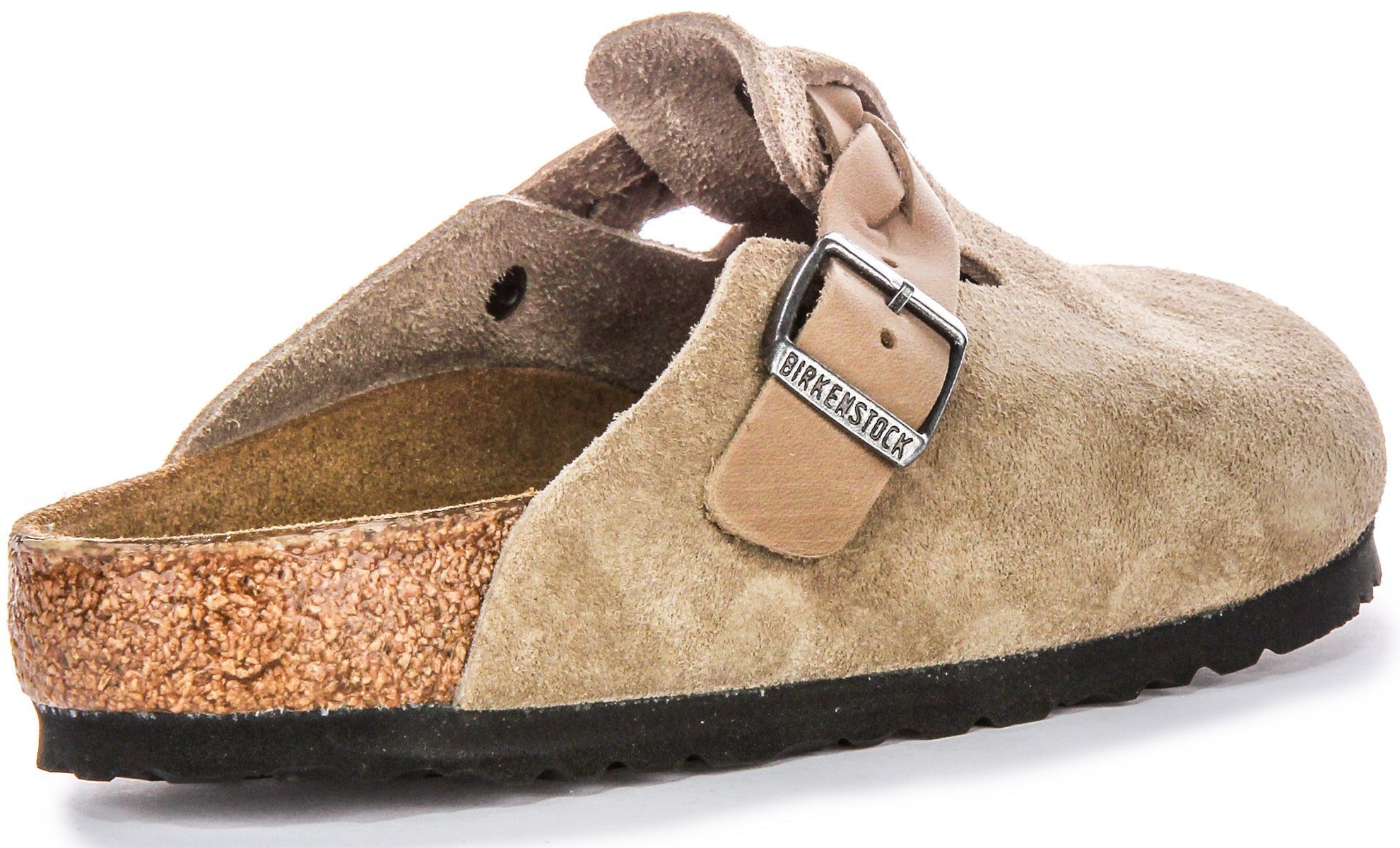 Zuecos Birkenstock Boston | Cuero de ante taupe - Correa trenzada para mujeres