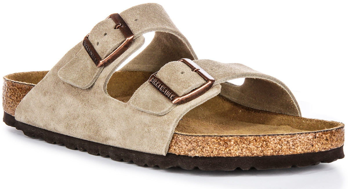 Birkenstock Arizona Sandalen | Taupe suède leer - Zacht voetbed voor heren en dames