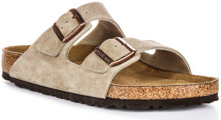 Sandalias Birkenstock Arizona | Cuero de ante taupe - Plantilla suave para hombres y mujeres