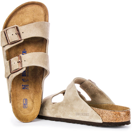 Sandalias Birkenstock Arizona | Cuero de ante taupe - Plantilla suave para hombres y mujeres