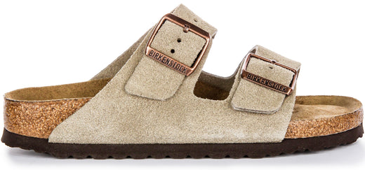 Sandalias Birkenstock Arizona | Cuero de ante topo - Plantilla suave para mujeres - Ajuste estrecho