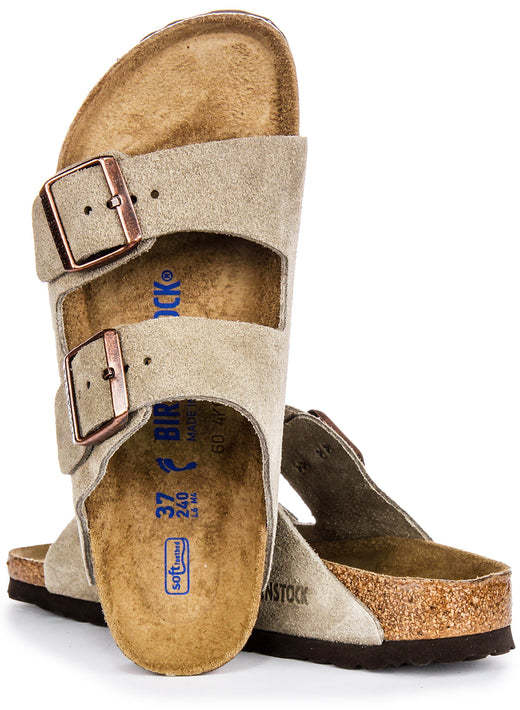 Sandalias Birkenstock Arizona | Cuero de ante topo - Plantilla suave para mujeres - Ajuste estrecho