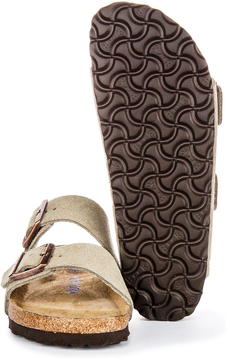 Sandalias Birkenstock Arizona | Cuero de ante topo - Plantilla suave para mujeres - Ajuste estrecho