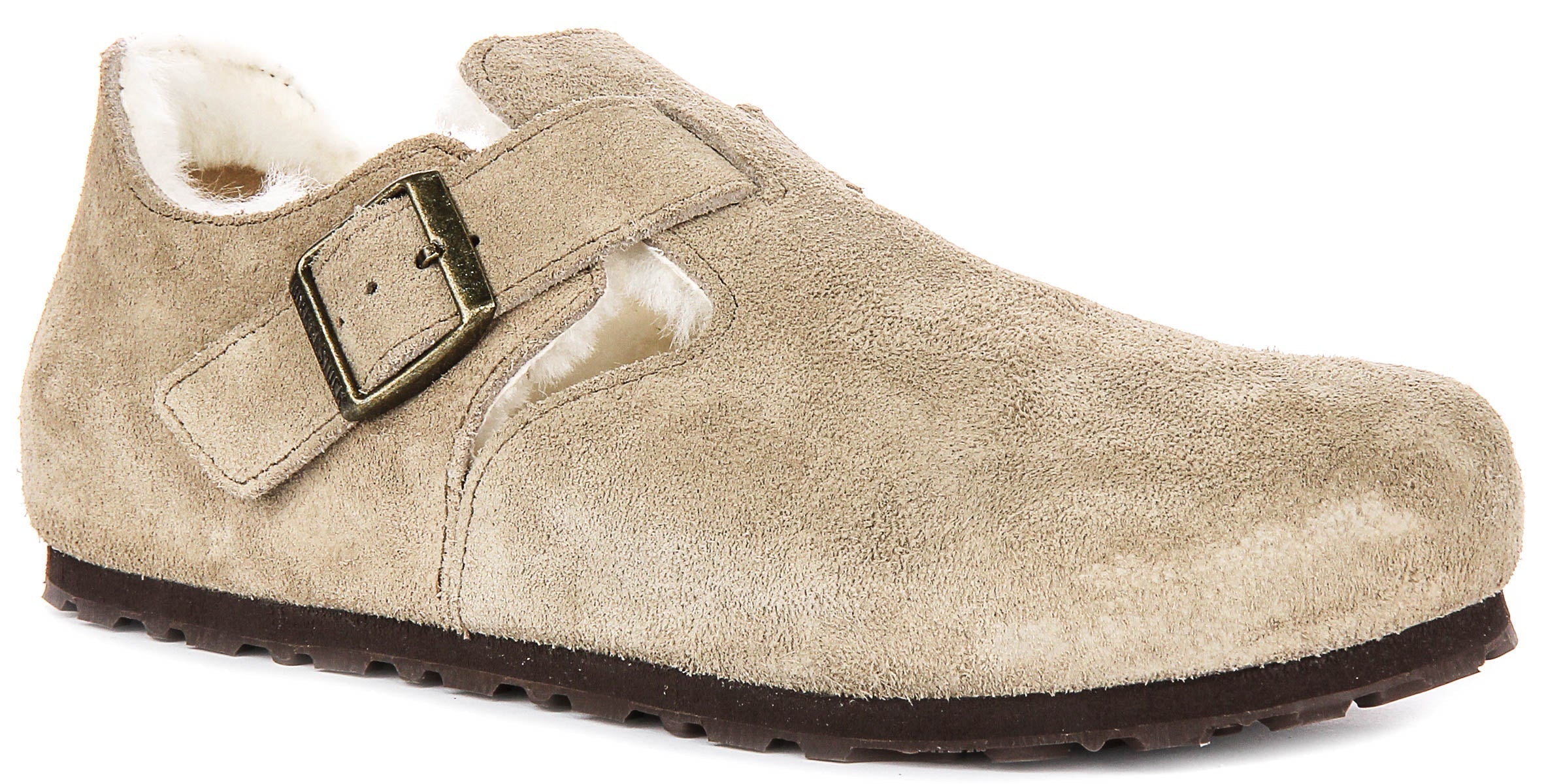 Zuecos Birkenstock London | Ante forrado de borrego topo para hombres y mujeres - Ajuste estrecho