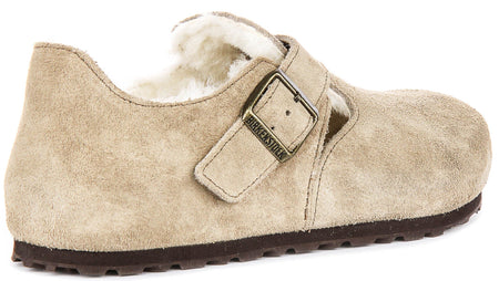 Zuecos Birkenstock London | Ante forrado de borrego topo para hombres y mujeres - Ajuste estrecho