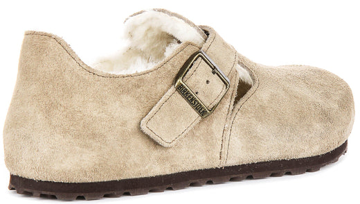 Zuecos Birkenstock London | Ante forrado de borrego topo para hombres y mujeres - Ajuste estrecho