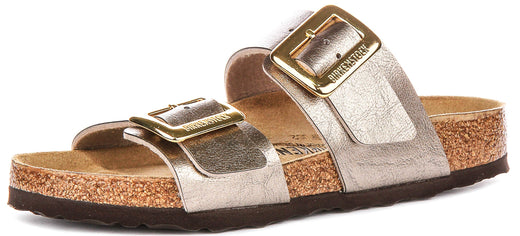 Zuecos acolchados Birkenstock Sydney | Cuero de ante topo para mujeres - Ajuste regular