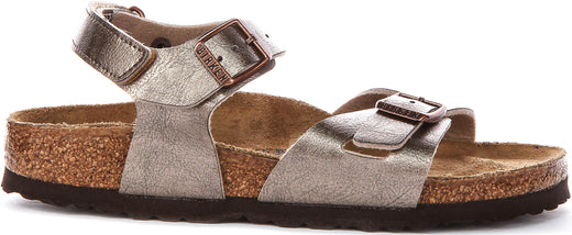 Birkenstock Rio Sandalen | Taupe Birko-Flor voor Kinderen - Smalle Pasvorm