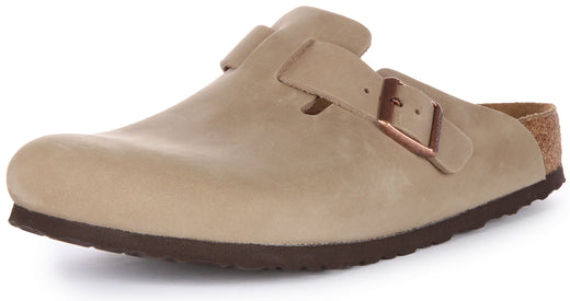 Zuecos Birkenstock Boston | Cuero genuino tabaco para mujer