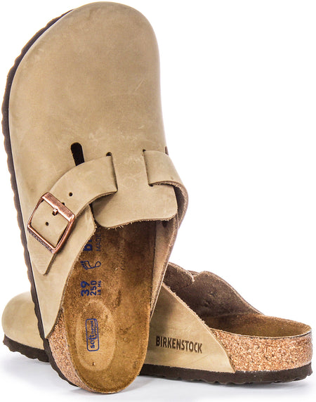 Zuecos Birkenstock Boston | Cuero genuino tabaco para hombres y mujeres