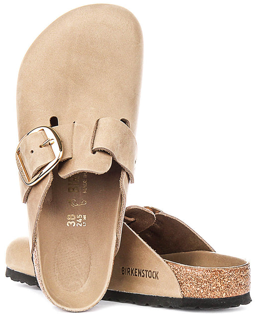 Zuecos Birkenstock Boston | Cuero nobuk tabaco - Hebilla grande para hombres y mujeres - Ajuste regular