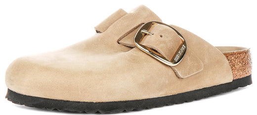 Zuecos Birkenstock Boston | Cuero nobuk tabaco - Hebilla grande para hombres y mujeres - Ajuste regular
